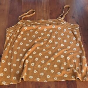 Market & Spruce Mustard Floral Dot Knit Cami